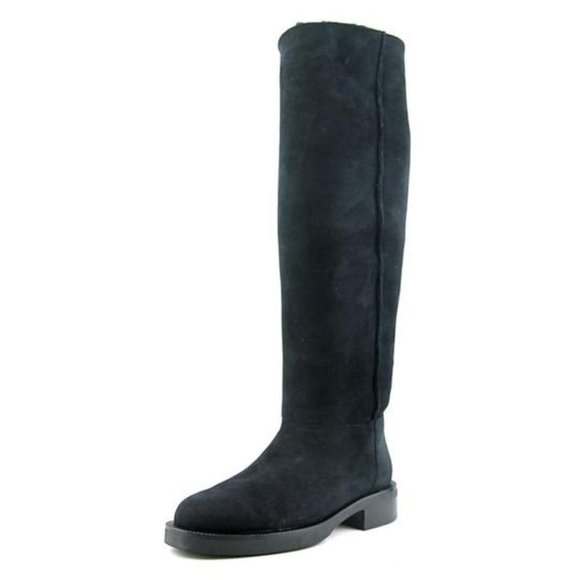Black Eliza Curly Shearling Knee height Boots